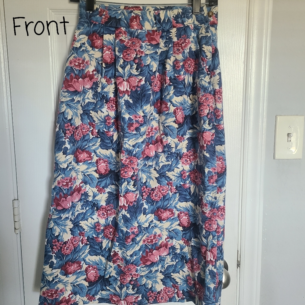 Vtg 90's Bushwacker USA SKIRT Blue Floral Size 10